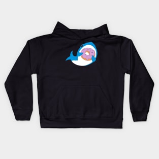 Funny Kawaii Shark Eating Donut Humor Kids Hoodie